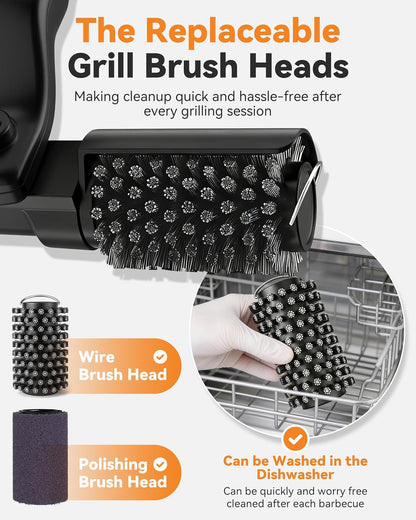 Electric Grill Brush Cordless Rechargeable BBQ Cleaner | 180° Adjustable Head, 2600mah High-Torque Power Rotary, 150Mins Runtime, For Outdoor Barbecue Grates
