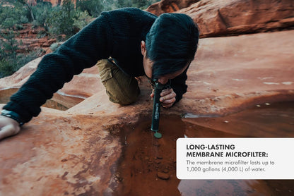 LifeStraw Personal Water Filter for Hiking, Camping, Travel, and Emergency Preparedness, Blue, Stocking Stuffers, for Men and Women