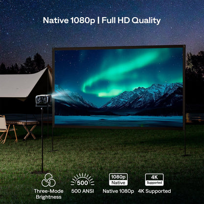 Aurzen Boom mini Google TV 4K Supported Smart Projector with WiFi and Bluetooth, Outdoor & Home Movie Projector with 20W Speakers DoIby Audio, Real-Time Focus & Keystone, 500 ANSI Lumens, Black