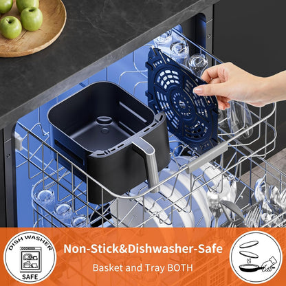 Air Fryer Basket Replacement Basket and Tray for Ninja AF161, Air Fryer Accessories for Ninja AF150 and AF161, Non-Stick Air Fryer Basket with Cover for Ninja AF150 and AF161, Dishwasher-Safe Basket