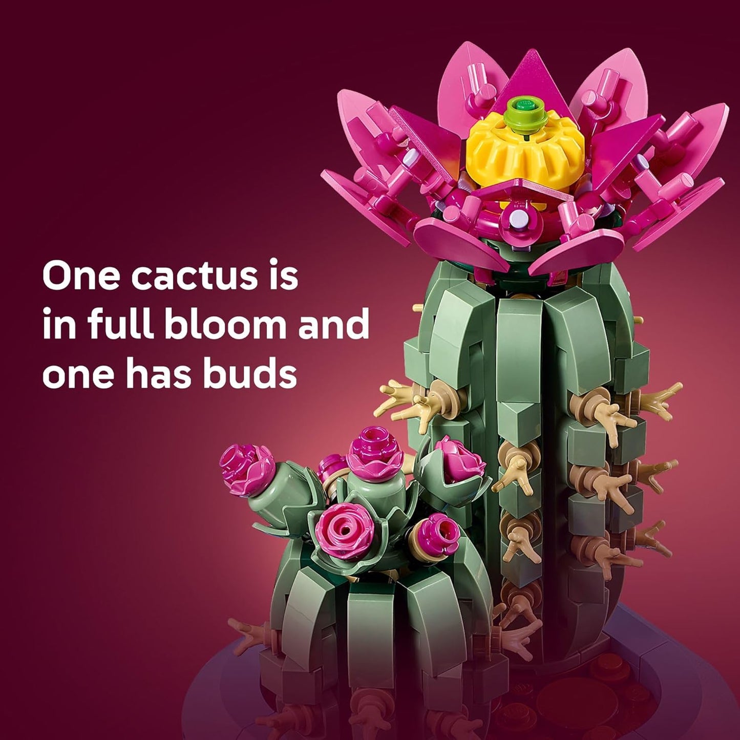 Flowering Cactus Building Toy | Plant Building Set | Artificial Cactus Decor | Construction Block Cactus | Creative Display Model - PuriLite