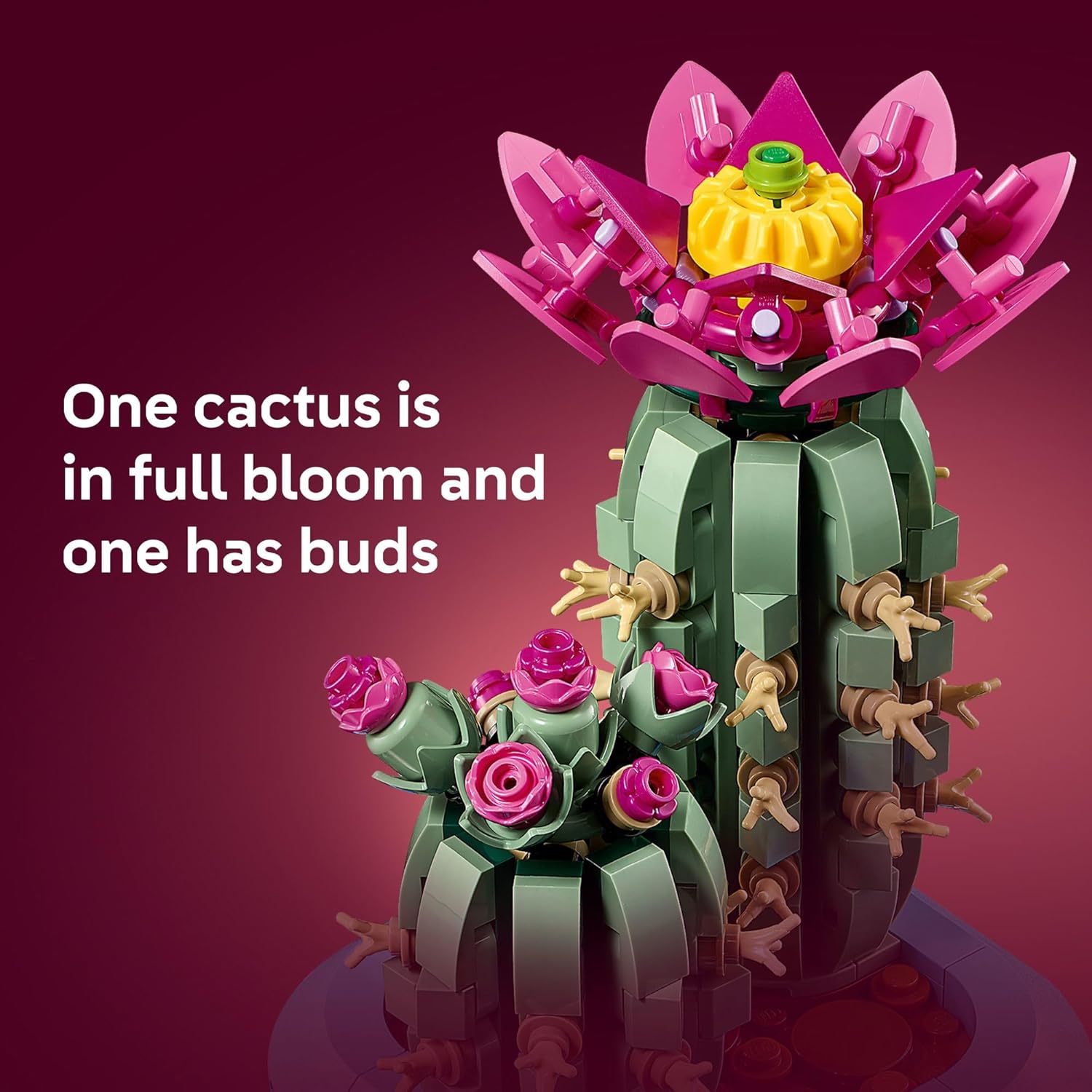 Flowering Cactus Building Toy | Plant Building Set | Artificial Cactus Decor | Construction Block Cactus | Creative Display Model - PuriLite