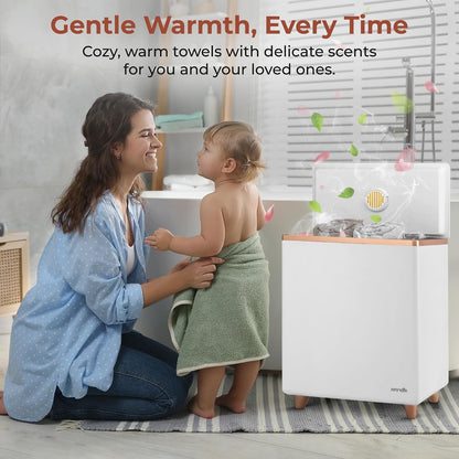 SereneLife Towel Warmer Bucket – Large Capacity WiFi Towel & Blanket Heater, Holds 2 Large Towels, PJ’s & Robes, Single-Touch Control, Auto Shut-Off (Gold) – Luxurious Winter Comfort