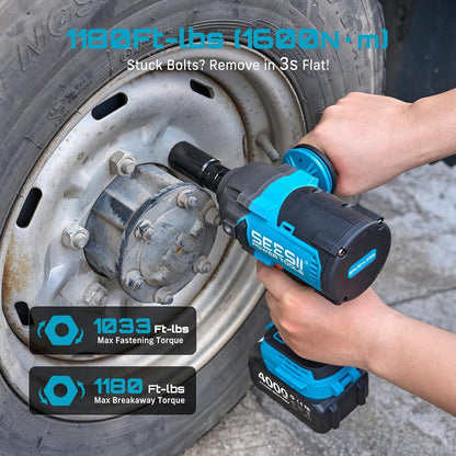 Seesii Cordless Impact Wrench 1600N.m, Brushless Motor Impact Driver