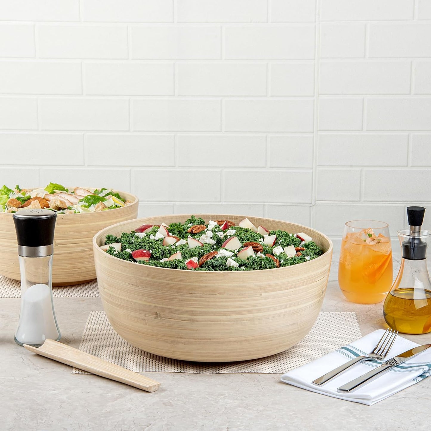 Restaurantware-Bambuddha 15 Ounce Small Salad Bowl, 1 Heavy-Duty Round Salad Bowl - Sustainable, Reusable, Black Bamboo Serving Dish, for Serving Salads, Fruits, and Appetizers