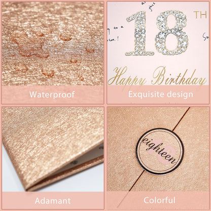 Crenics Rose Gold 70th Birthday Decorations, Creative 70th Birthday Guest Sign in Book Alternative, Large 70th Birthday Signature Book 12" x 18", Great 70 Years Old Birthday Gifts for Women - PuriLite