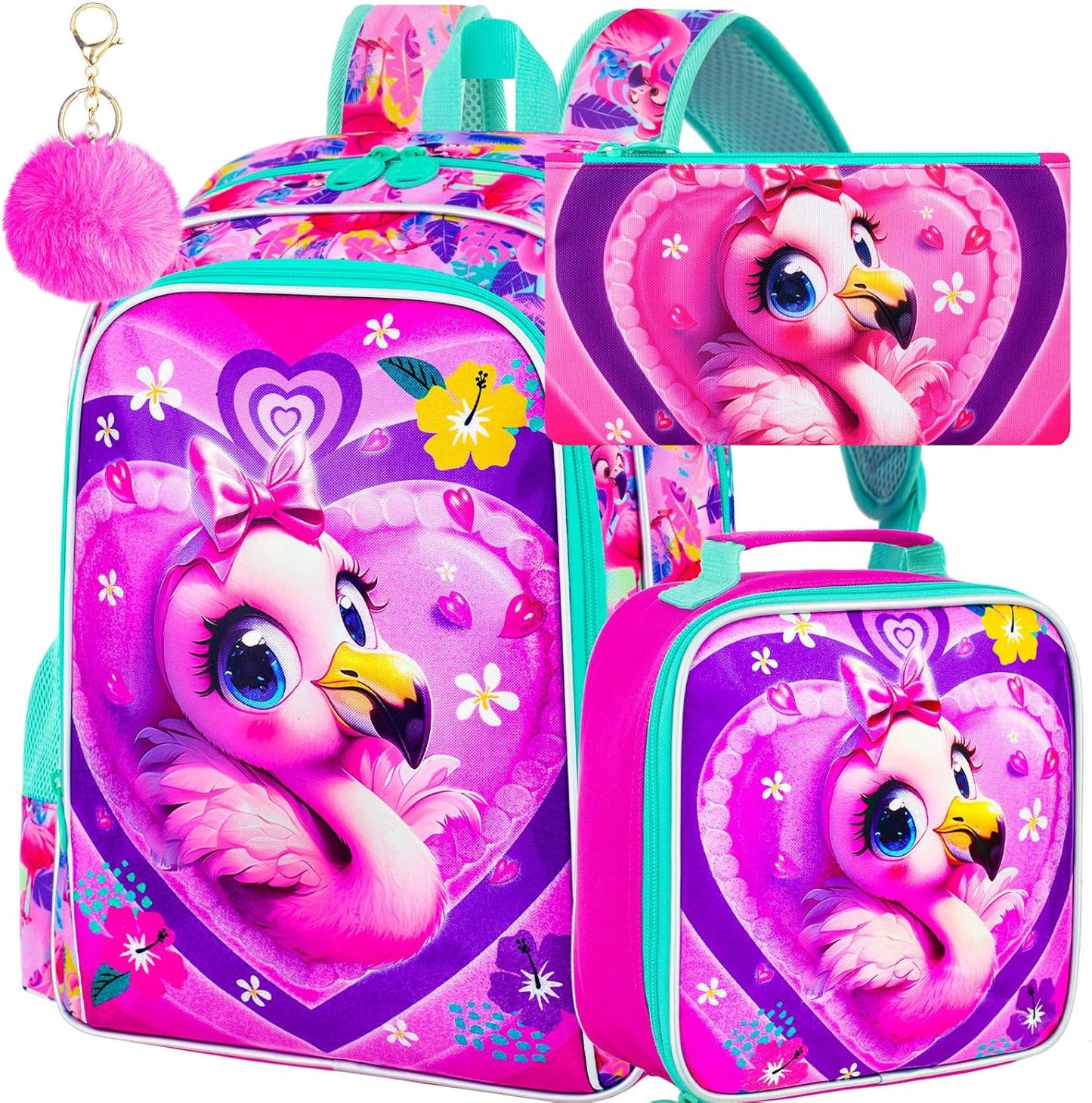 3pcs Backpack for Boys and Girls, 16” Kids Kindergarten Bookbag with Lunch Box, Cute Elementary Backpacks for Boy Girl