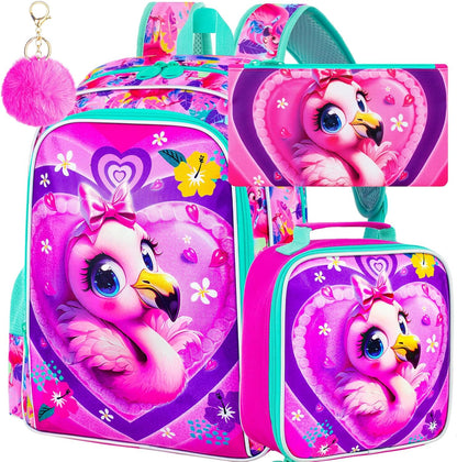 3pcs Backpack for Boys and Girls, 16” Kids Kindergarten Bookbag with Lunch Box, Cute Elementary Backpacks for Boy Girl