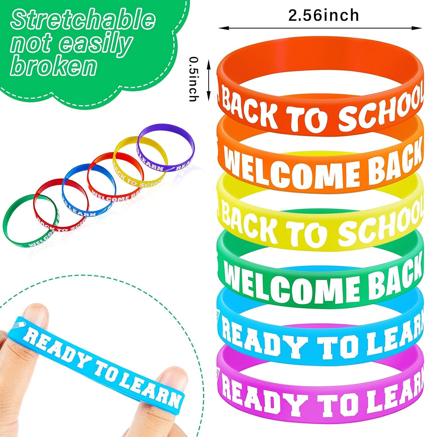 Welcome Back to School Bracelets Silicone Wristbands Rubber First Day of School Favors Rewards School Opens Prize for Students Teens Semester Begins School Party Supplies Decorations