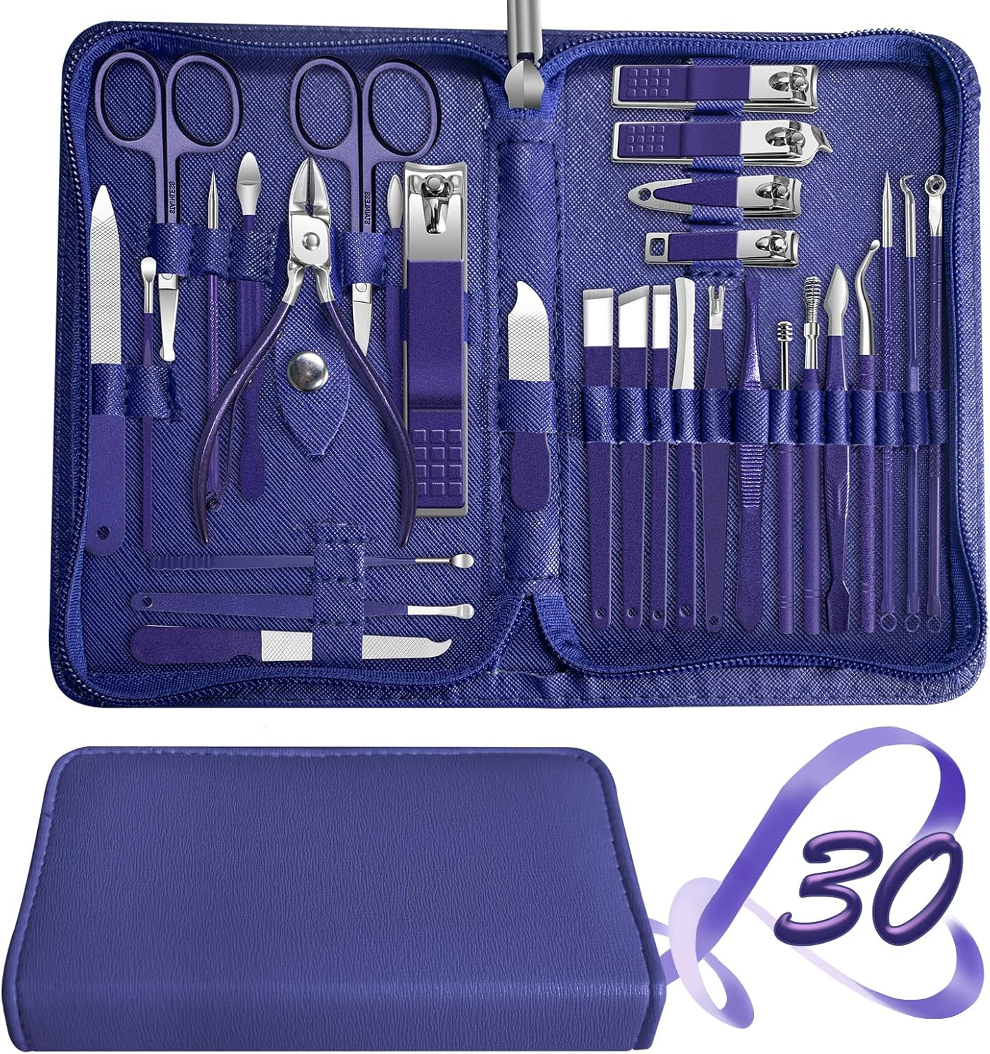 Manicure Set 30 in 1 Nail Clipper set, REDFLOW nail clippers, fingernail & toenail clippers, Manicure Tools, pedicure tools, Suitable for Travel Manicure Kit, Nail Set Kit With Everything Profe