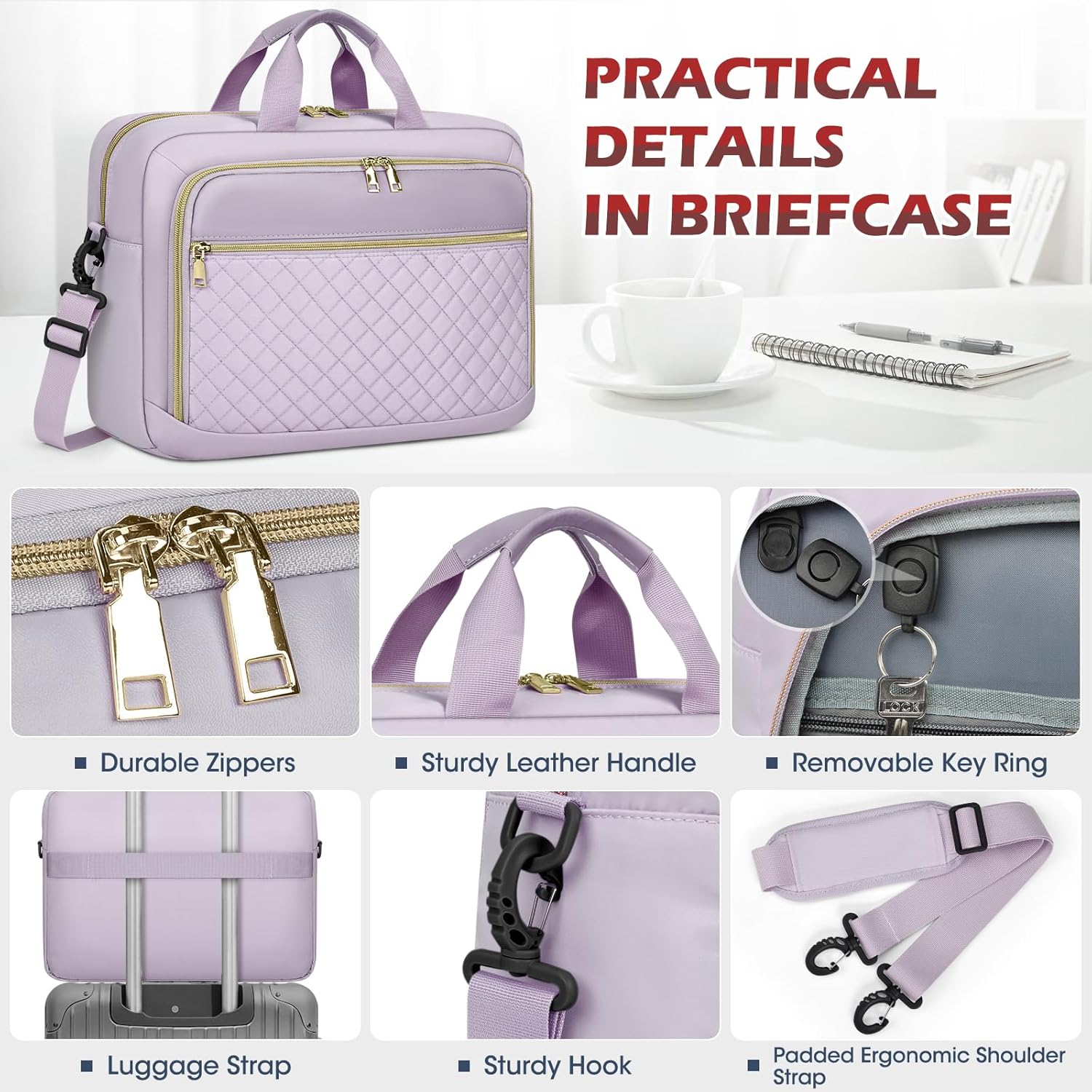 Laptop Bag 17 Inch Laptop Briefcase for Women Waterproof Computer Messenger Bag Professional Laptop Case for Business Work - PuriLite