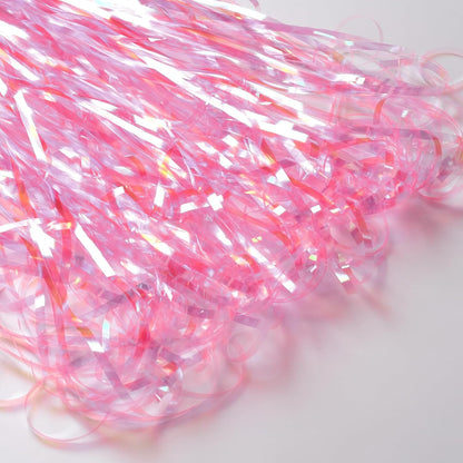 BRAVESHINE Pink Glitter Tinsel Foil Fringe Curtain - 2 Pcs 3.2x8.2 ft Metallic Party Supplies Photo Backdrop for Girl Princess Birthday Unicorn Bachelorette Butterfly Bridal Shower Party Decorations