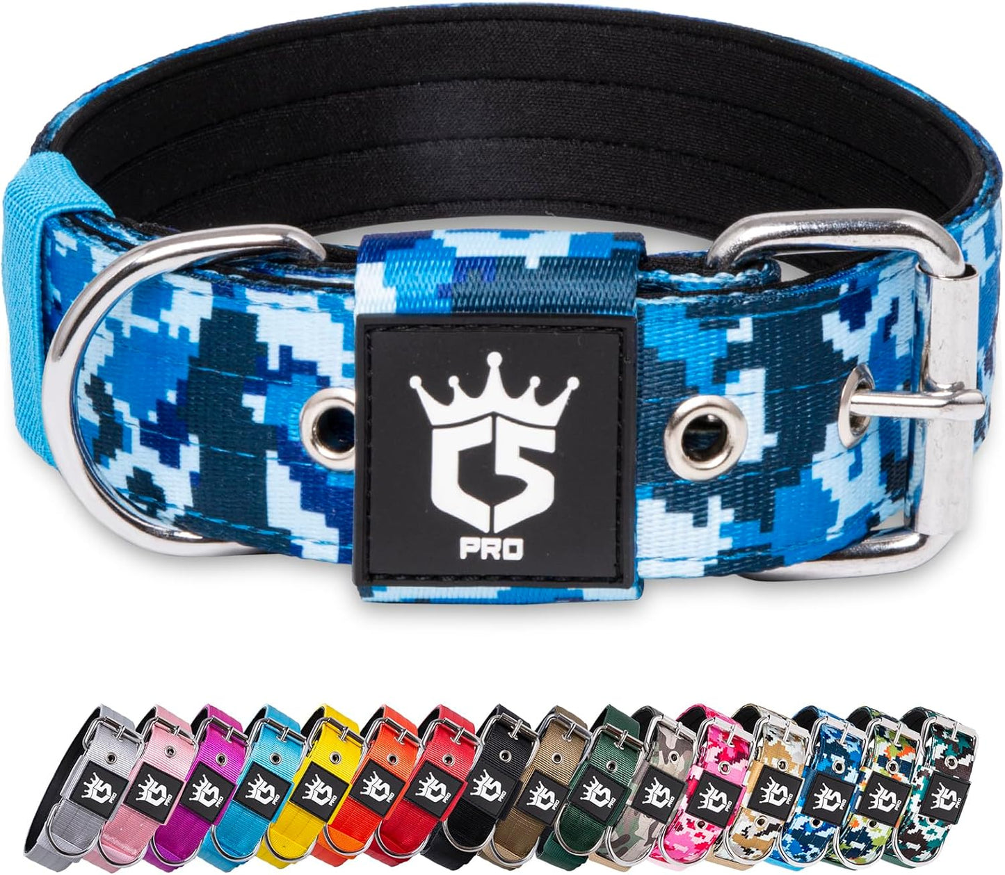 TSPRO Tactical Dog Collar 1.5 inch Wide Dog Collar Military Grade Strong Dog Collar Thick Dog Collar Heavy Duty Metal Buckle Dog Collar(Green-L)