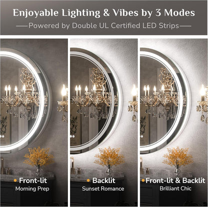 Keonjinn 40 x 32 Inch LED Bathroom Mirror with Acrylic, Backlit Mirror Anti-Fog, Lighted Bathroom Mirror for Wall, CRI90 High Definition Dimmable Large Makeup Mirror(Horizontal/Vertical)