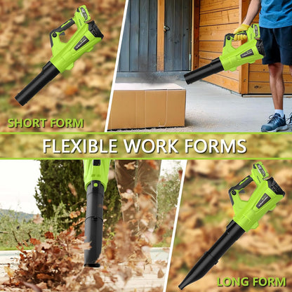 GREENER 21V Leaf Blower Cordless - 460CFM/145MPH Turbo Mode Electric Leaf Blower with 2 X 4.0Ah Battery and Fast Charger Included, Blowing Leaves and Dust, Patio Cleaning