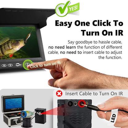2026 Underwater Fishing Camera - FishPRO® 4.3'' 5,000mAh, (NO Need Learn) Ice Fishing Camera Fish Finder Gift for Men, 3-Grade IR, USB-C, 1000TVL, 50ft Cable, (Easy to Use for Any Age) Ice Fish Camera