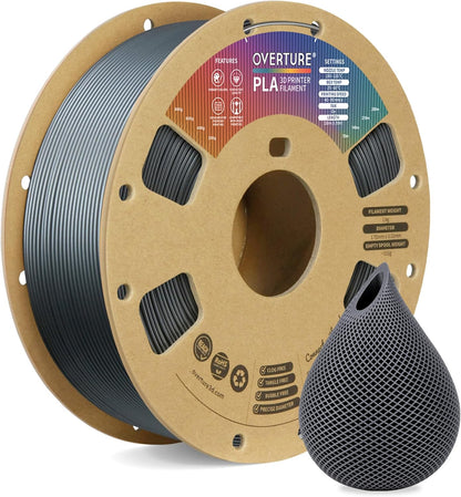 OVERTURE PLA Filament 1.75mm PLA 3D Printer Filament, 1kg Cardboard Spool (2.2lbs), Dimensional Accuracy +/- 0.02mm, Fit Most FDM Printer (Black 1-Pack)