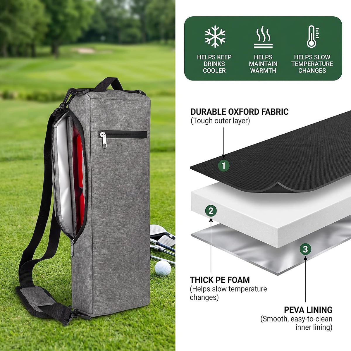 Golf Cooler Bag, Golf Gifts for Men, 6 Can Beer Sleeve