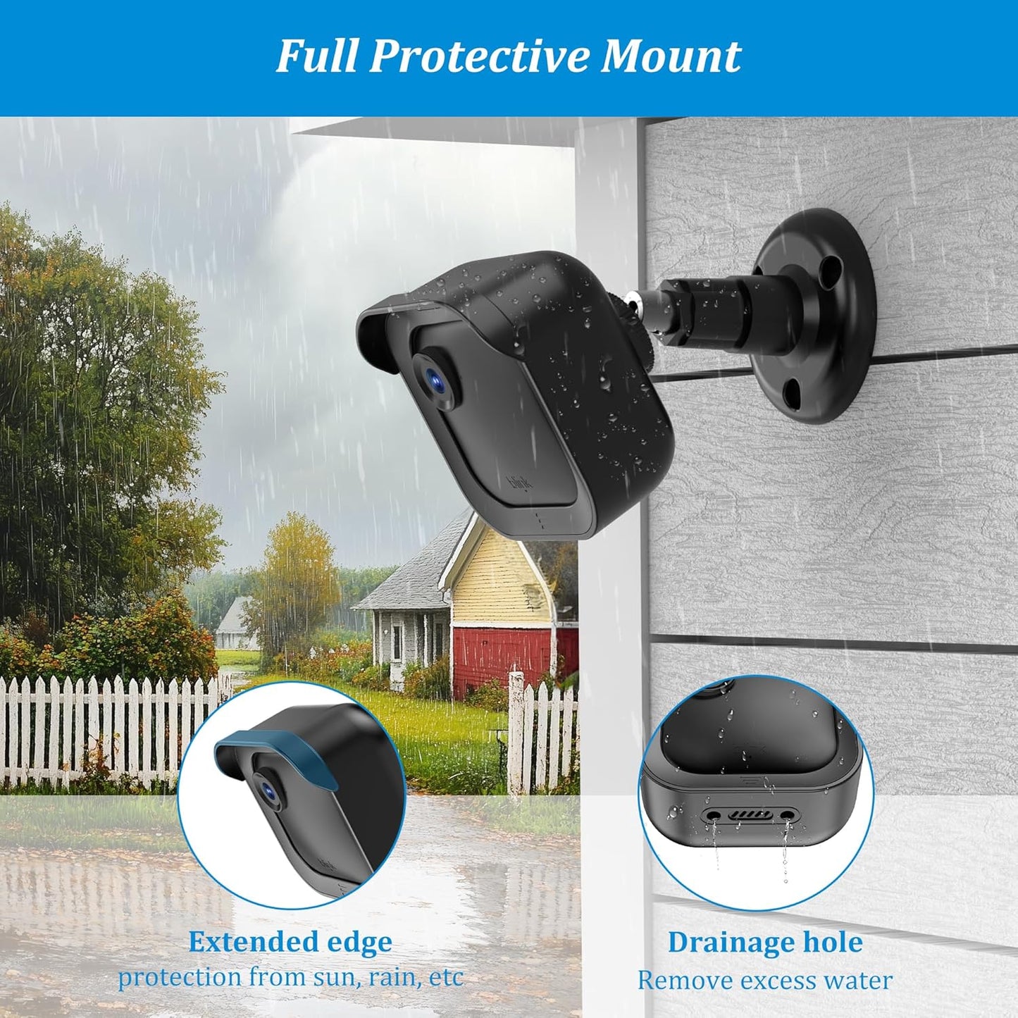 PlusAcc Outdoor Camera Mount for Blink Outdoor 4 (4th Gen) & 3rd Gen Camera, 3 Pack 360° Adjustable Wall Mount Bracket with Sync Module 2 Mount for Blink Camera System (Black, Cameras Not Included)