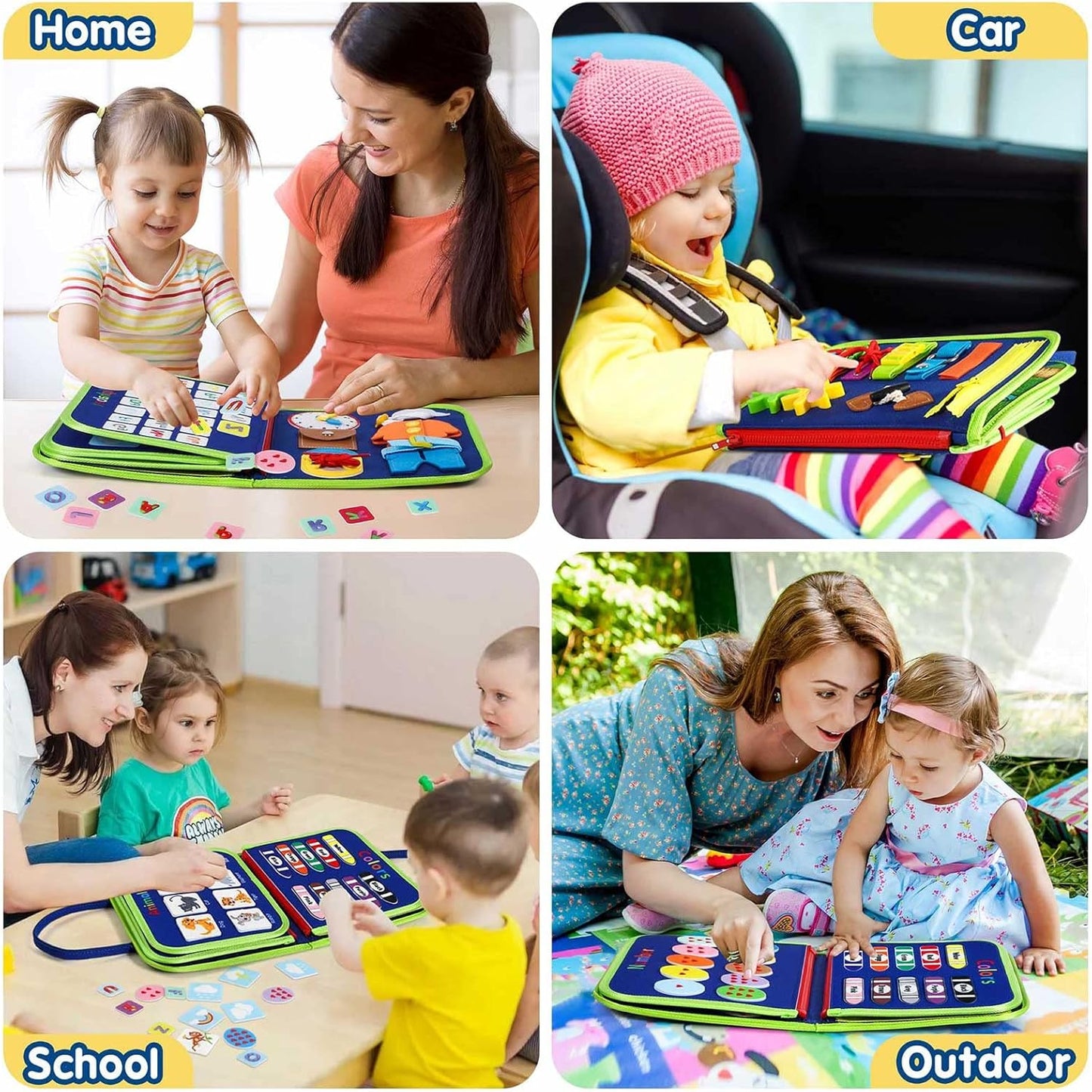 Winblo Toddler Busy Board - Montessori Toys for Toddler Girl Birthday Gift, Educational Learning Sensory Busy Book for Girls, Airplane Car Travel Activities Toy for Toddlers