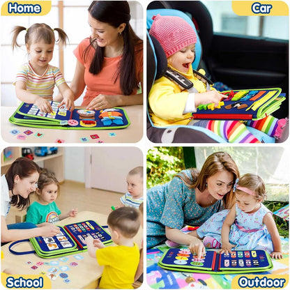 Winblo Toddler Busy Board - Montessori Toys for Toddler Girl Birthday Gift, Educational Learning Sensory Busy Book for Girls, Airplane Car Travel Activities Toy for Toddlers
