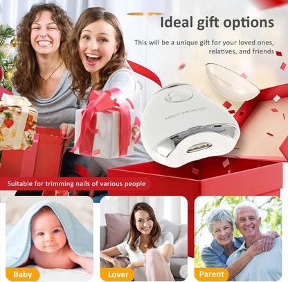 Electric Nail Clipper with Light and 3 Speeds Portable Automatic Baby Nail Clippers with Nail Scraps Storage Rechargeable Nail Cutter Safety Fingernail Trimmer for Kids Adults Seniors
