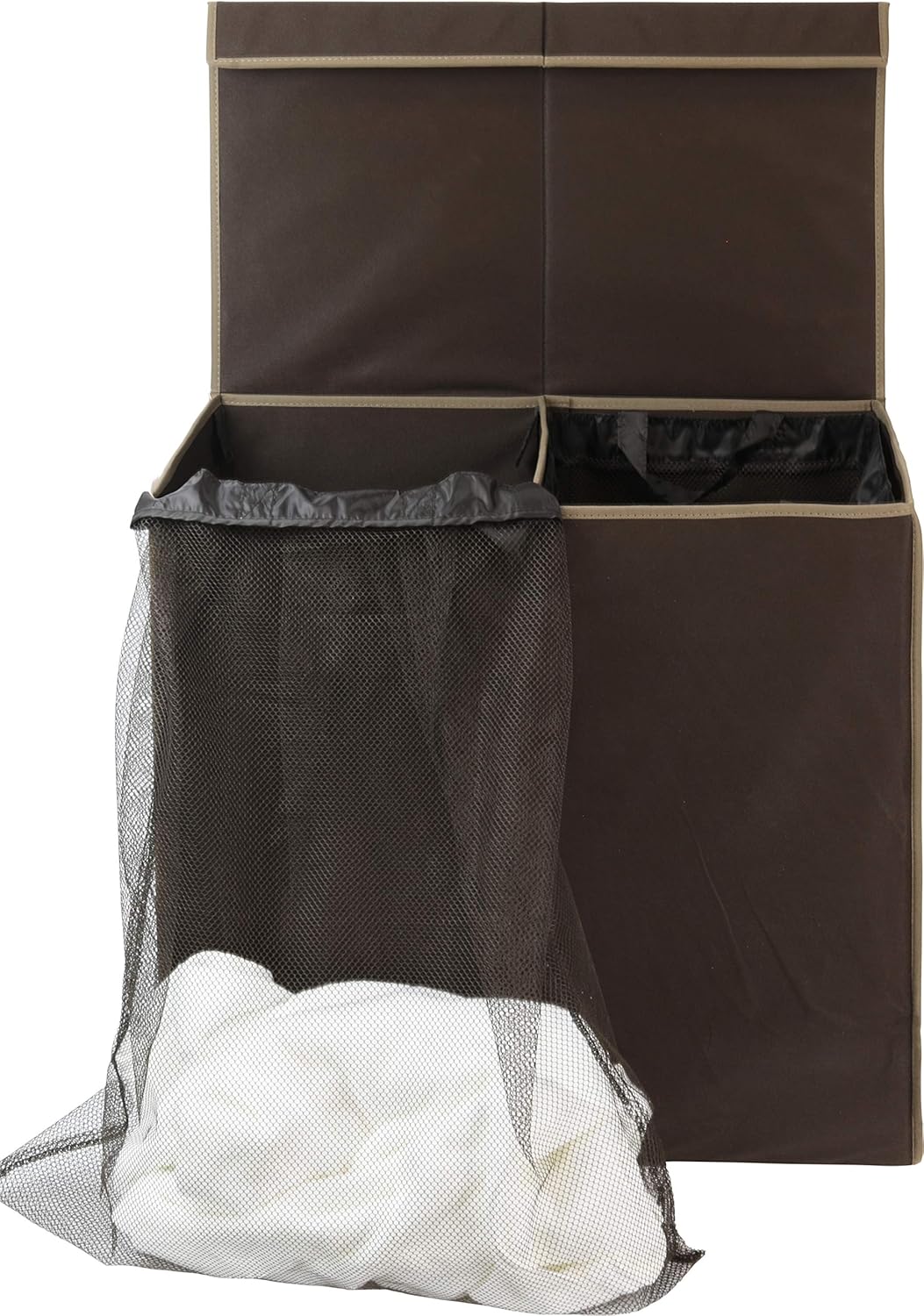 SimpleHouseware Double Laundry Hamper with Lid and Removable Laundry Bags, Beige