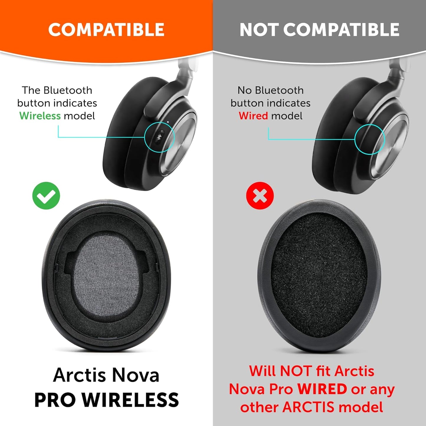 WC Upgraded Replacement Earpads for Steelseries Arctis Nova Pro Wireless Made by Wicked Cushions | Improved Durability, Thickness, Softer Leather, and Sound Isolation | 90's Black