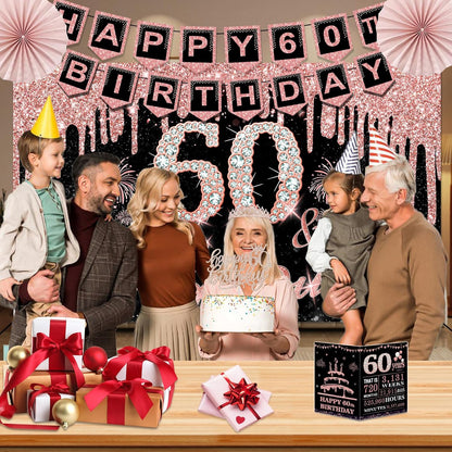 40th Birthday Decorations for Women,32pcs 40th Birthday Party Decorations,Including Backdrop, Crown,Sash,banner, Hanging Swirl,Cake Topper,balloons,Paper Fans,Anniversary Card and paper fans