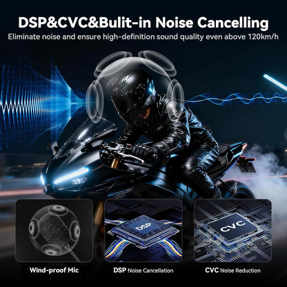 XGP X10 Mesh Motorcycle Bluetooth Headset – 10 Riders Group Intercom 3000m Range, Bluetooth 5.3 Helmet Communication System with Audio Multitasking, Music Sharing & IP67 Waterproof (2 Pack)