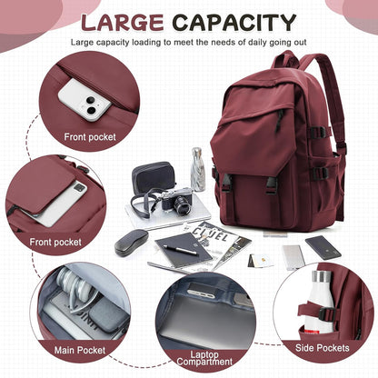 School Backpack for Women Men College High School Bags for Boys Girls Casual Daypack Laptop Backpack Waterproof Black Bookbag Travel Rucksack