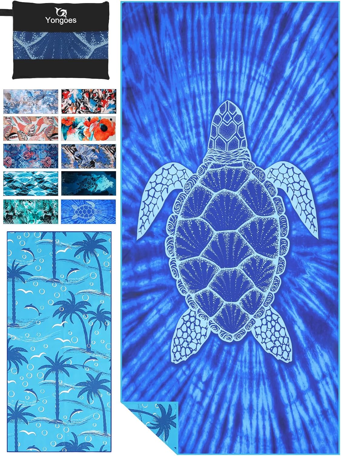 4 Pack Microfiber Lightweight Thin Beach Towel Sand Free Quick Dry Super Absorbent Compact Oversized Large Towels for Swimming Pool Yoga Gym Travel Vacation Beach Accessories Essentials for Adults