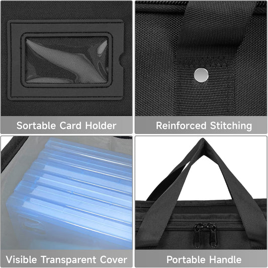 4 Pack-DVD Storage Boxes, PVC Clear Lid, DVD Case Holder Organizer with Index Labels-15.4"x 5.5"x 7.9" DVDs Storage Holder Bags for DVDs, CDs, Video Games, Books, Each Hold up to 25 DVDs Jewel Cases - PuriLite