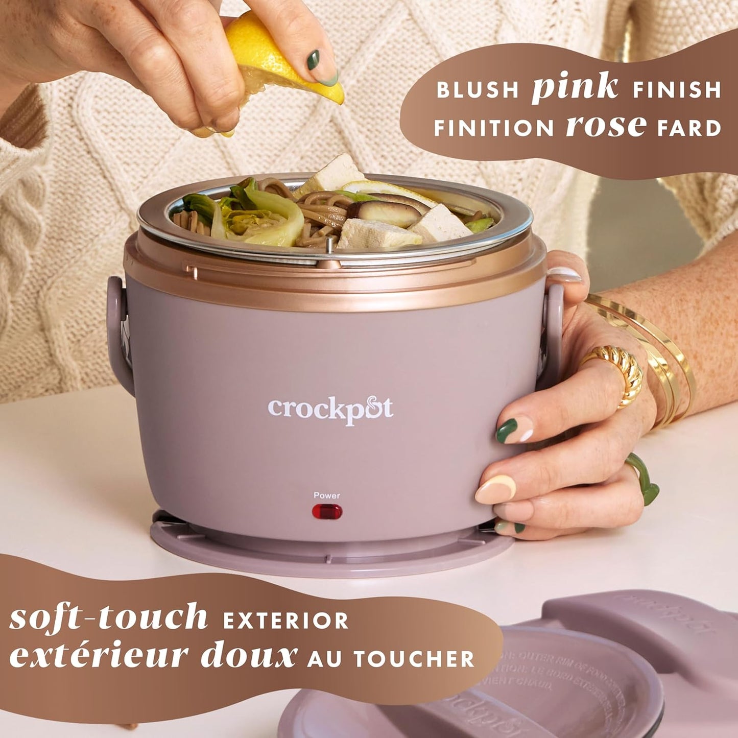 Crock-Pot Electric Lunch Box, Portable Food Warmer for On-the-Go, 20-Ounce (591 mL), Blush Pink