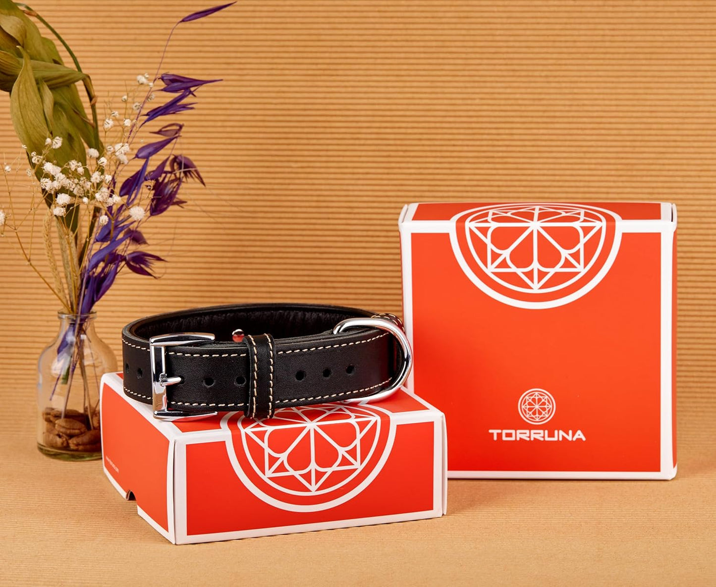 TORRUNA Soft Leather Dog Collar | Dog Collars for Small, Medium and Large Dogs | Durable Heavy Duty Dog Collars