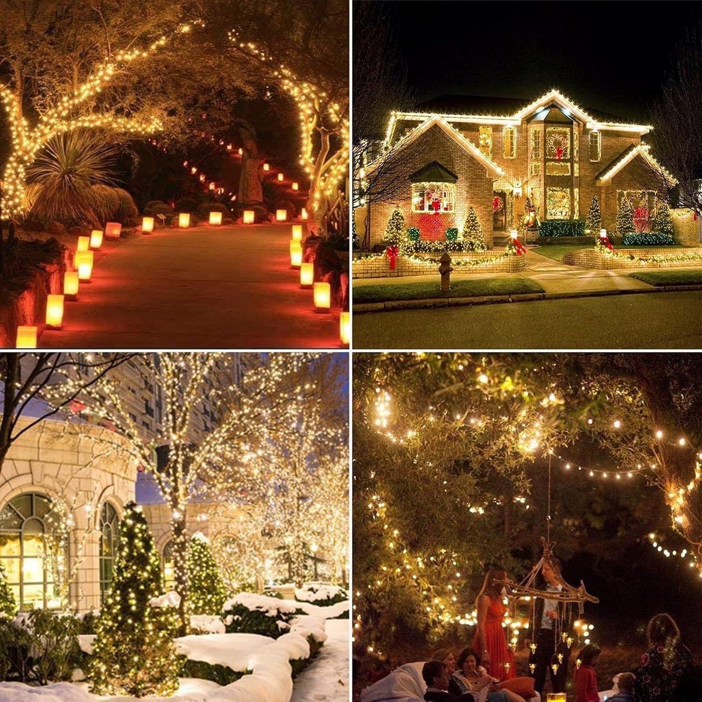 Haili Halloween Lights Outdoor, 105 FT 300 LED Halloween String Lights with Memory Function, Plug in 8 Mode String Lights for Halloween,Christmas,Party, Patio, House Decoration (Purple Orange)