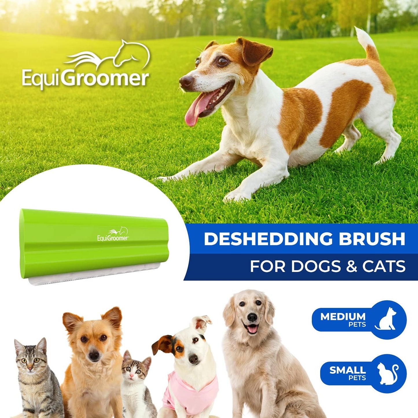 EquiGroomer Deshedding Brush for Dogs and Cats | Undercoat Deshedding Tool for Large and Small Pets | Comb Removes Loose Dirt, Hair and Fur While | Perfect for Short and Long Hair Grooming Shedding
