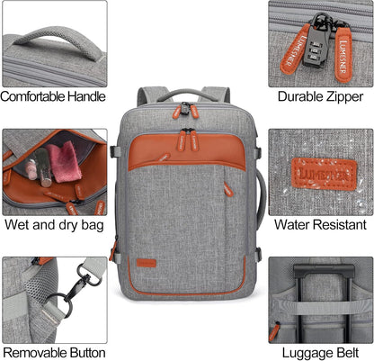 Lumesner Carry on Backpack, Extra Large 40L Flight Approved Travel Backpack for Men & Women