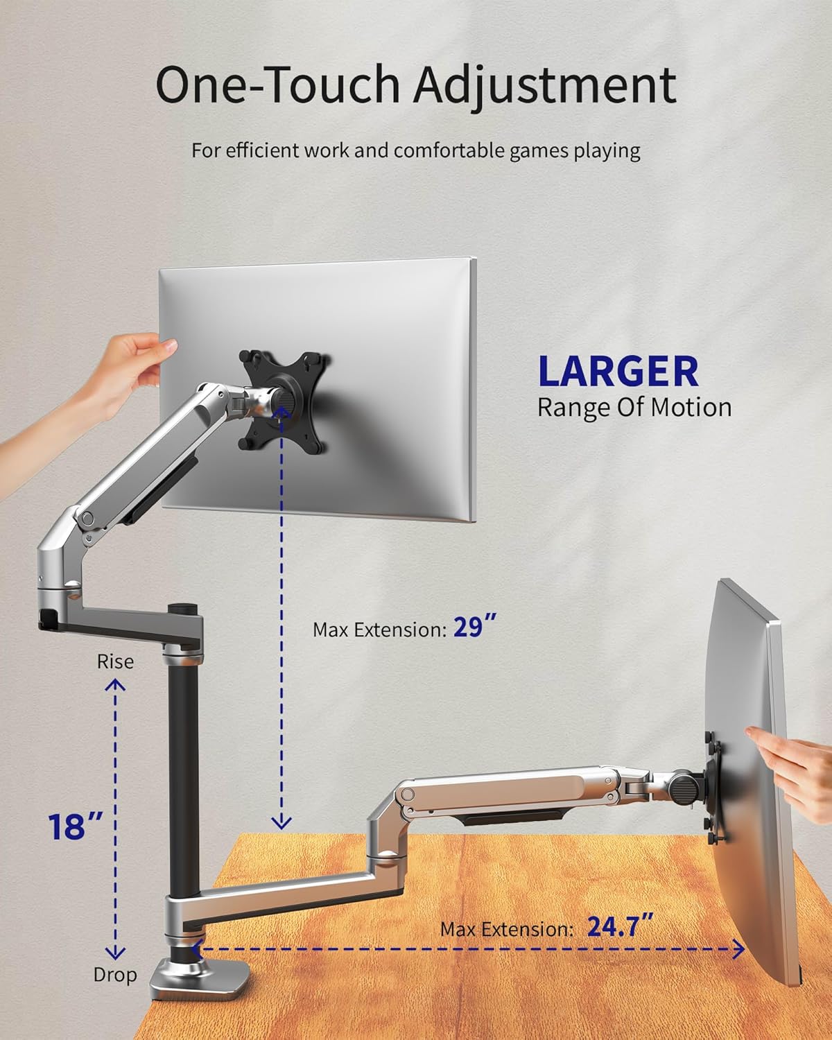 ErgoUnion Dual Monitor Stand for Desk, Vertical Dual Monitor Mount with Wide Range of Motion, Dual Monitor Arm for 17-40" Screen up to 25 lbs Each, Computer Monitor Stand for 2 Monitors - Black
