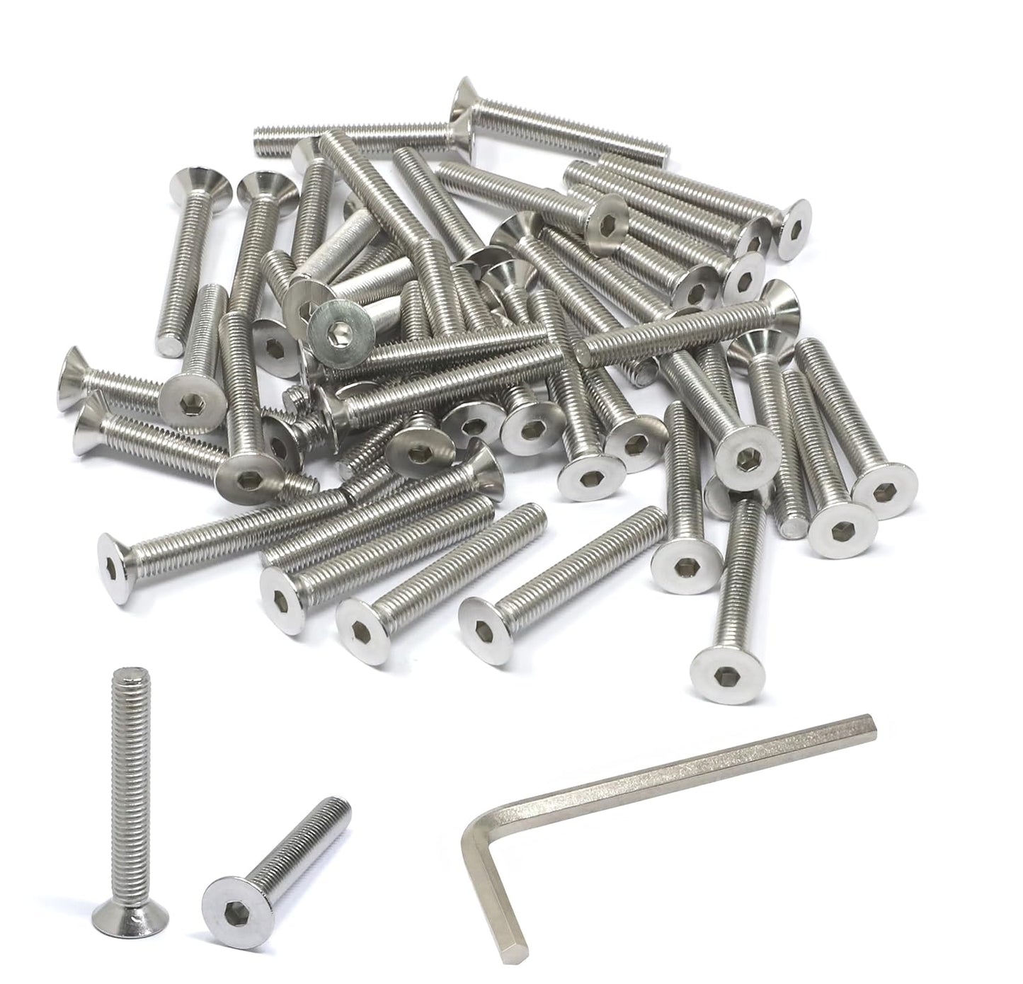 iexcell 5 Pcs M8 x 80mm Thread Pitch 1.25 mm Stainless Steel 304 Hex Socket Flat Head Cap Screws Bolts Kit