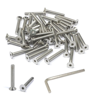 iexcell 5 Pcs M8 x 80mm Thread Pitch 1.25 mm Stainless Steel 304 Hex Socket Flat Head Cap Screws Bolts Kit