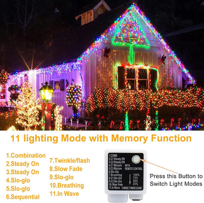 Haili Halloween Lights Outdoor, 105 FT 300 LED Halloween String Lights with Memory Function, Plug in 8 Mode String Lights for Halloween,Christmas,Party, Patio, House Decoration (Purple Orange)