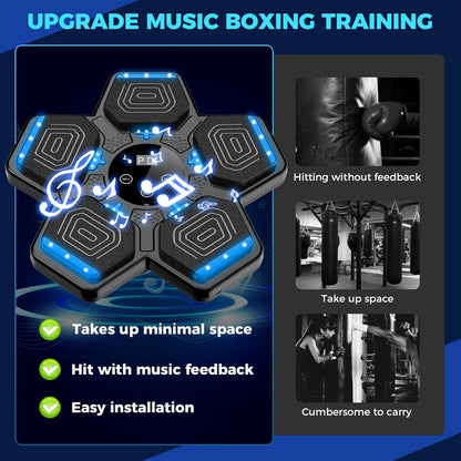 Smart Music Boxing Machine with Wall-Mounted Punching Pad and Gloves – Interactive Home Fitness Trainer for Adults and Kids - PuriLite
