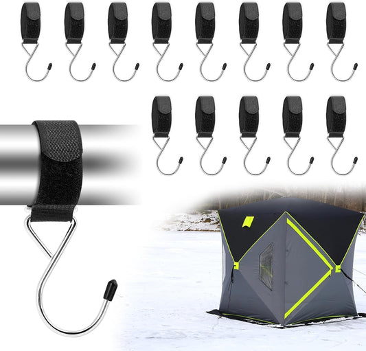 RunNico 14Pcs Ice Fishing Shelter Coat Hooks-Heavy Duty Ice Fishing Shelters Accessory for Ice Fishing Tent Outdoor Camping Hunting