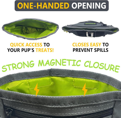 TRIPOLACO Magnetic Dog Treat Pouch - Quick-Access Treat Pouches for Pet Training with Multiple Pockets, Poop Bag Dispenser & Phone Holder, 3 Wear Styles, Ideal Dog Treat Bag for Training & Walks