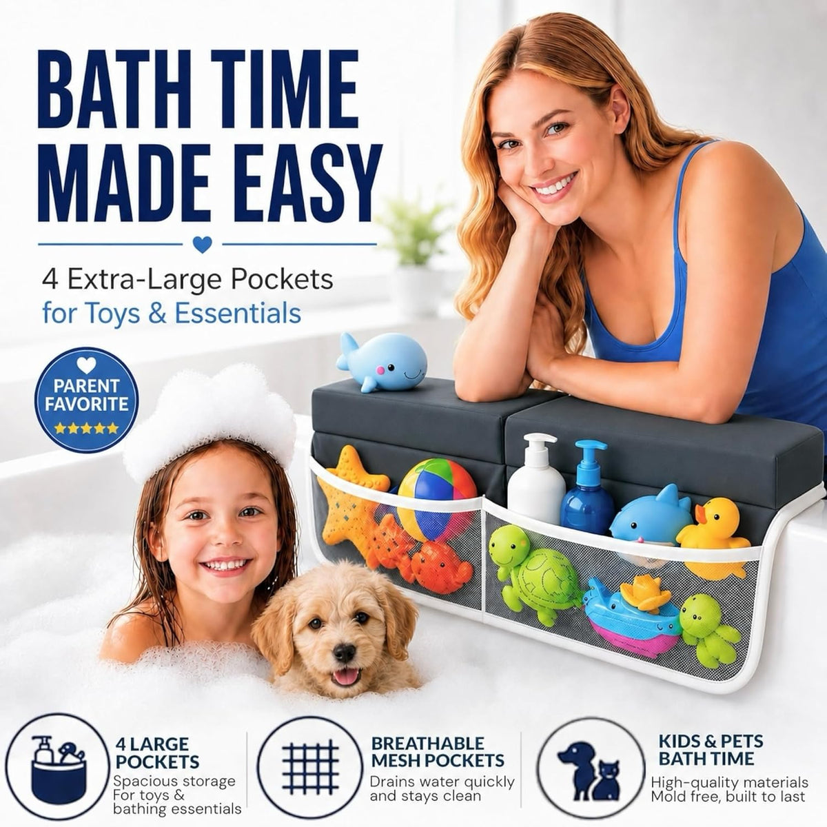 Baby Bath Kneeler and Elbow Rest Pad Set, Thick Kneeling Pad for bathtime, Comfortable Baby Bath Support Cushion, Essential Bathtub Accessories for Kids, Bain Pour Bebe, (Dark Gray)