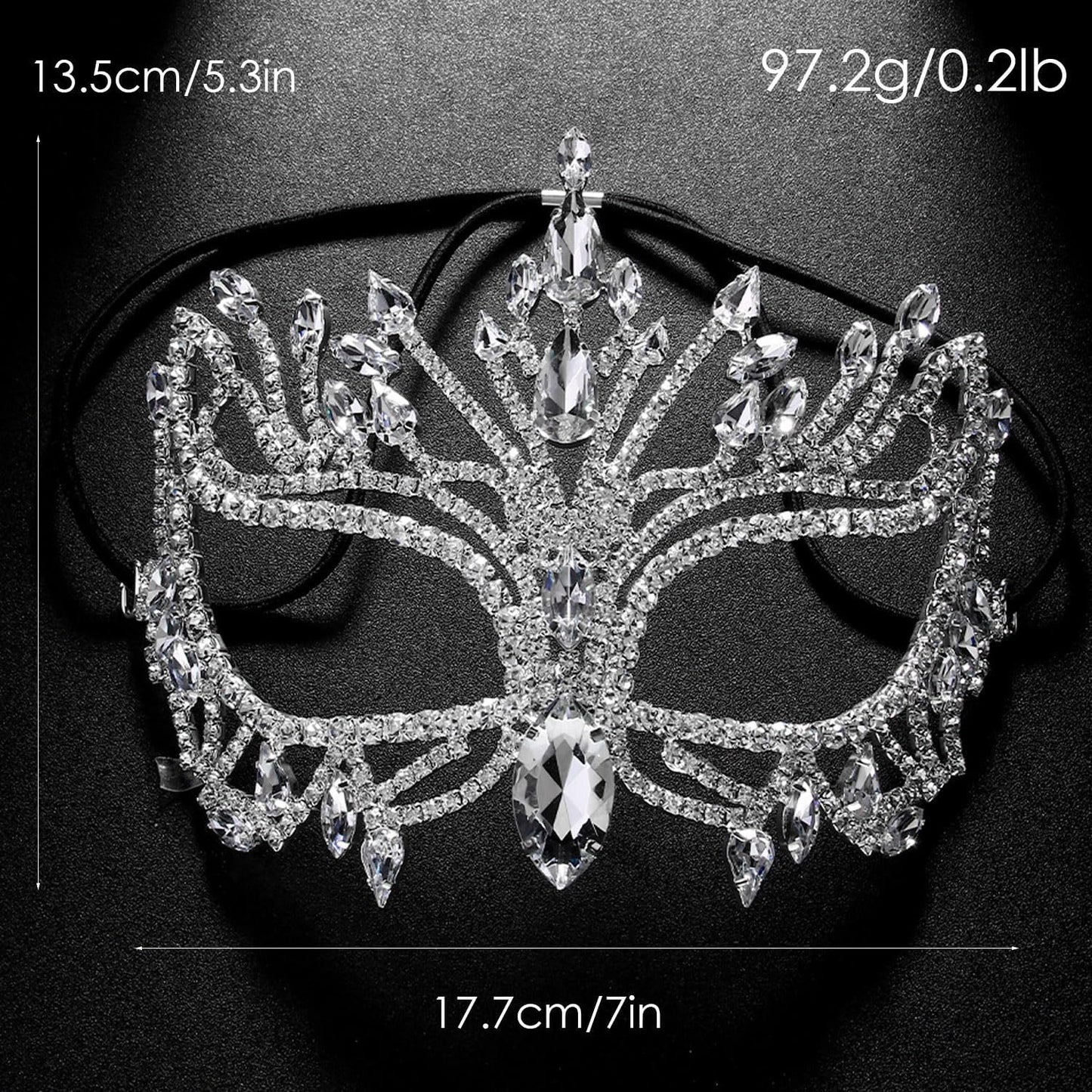 XSBODY Bling Rhinestone Masquerade Mask For Women Ball Costume Crystal Face Mask Carnival Jewelry