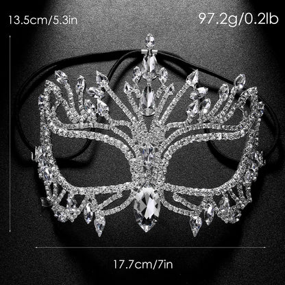 XSBODY Bling Rhinestone Masquerade Mask For Women Ball Costume Crystal Face Mask Carnival Jewelry