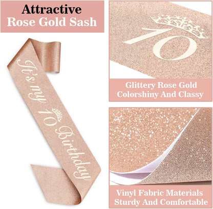 65th Birthday Decorations for Women, Including 65th Birthday Sash and Crown, Cake Topper and Candles, Number Balloons Rose Gold, 65 Year Old Gifts for Women