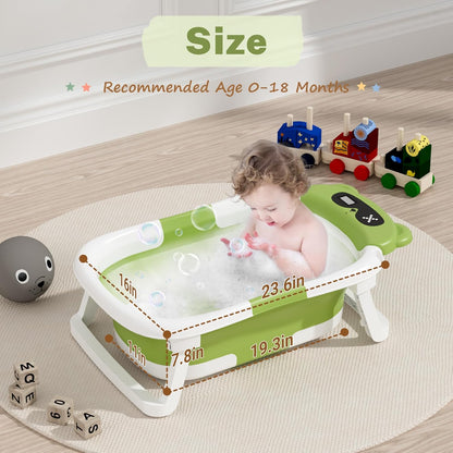 AVIDOR Baby Bathtub, Collapsible Baby Bathtub for Newborn to Toddler, Foldable Newborn Bathtub, Portable Infant Bath Tub for Travel with Soft Cushion, No-Slip Feet, Navy Blue